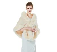 BEAUTELICATE Chal Estola de Pelo Mujer Invierno Boleros para Fiesta Novia Bodas Halloween Navidad (Champán)