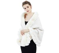 BEAUTELICATE Chal Invierno Mujer Chal de Piel Sintética de Conejo Capa de Abrigo Punto con Poncho Estola de Pelo Cardigan para Boda Fiesta