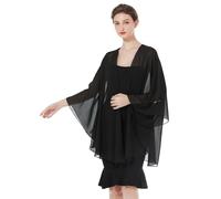 BEAUTELICATE Chal Mujer Fiesta Capa Gasa Con Sisas Verano Bufanda para Bodas Elegante Ligero (Black)