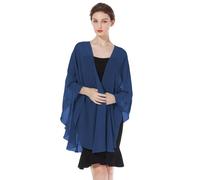 BEAUTELICATE Chal Mujer Fiesta Capa Poncho Gasa Estola para Boda Elegante Suave Ligero Mantón Verano Primavera (Azul Marino)