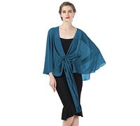BEAUTELICATE Chal mujer Fiesta para Bodas Vestido Noche Gasa Bufanda Primavera y Verano Elegante Ligero (Teal blue)
