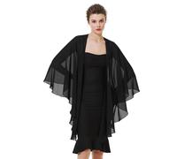 BEAUTELICATE Chal mujer Fiesta para Bodas Vestido Noche Gasa Bufanda Primavera y Verano Elegante Ligero (Black)