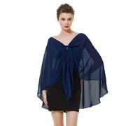 BEAUTELICATE Chal mujer Fiesta para Bodas Vestido Noche Gasa Bufanda Primavera y Verano Elegante Ligero (Navy Blue)