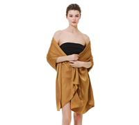 BEAUTELICATE Chal Mujer Fiesta Satén Bufanda Estola Verano para Novia Bodas Elegante Ligero (Golden Brown)