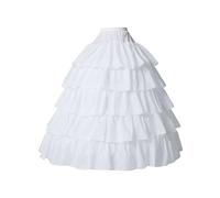 BEAUTELICATE Crinolina Enaguas Mujer Larga Vestidos de Verano Vintage Dresses 4 Aros con Volantes hasta Faldas con Cintura Elástica & Cordón de Nylon & Velcro(S-M,Blanco)