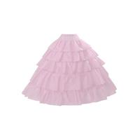 BEAUTELICATE Crinolina Enaguas Mujer Larga Vestidos de Verano Vintage Dresses 4 Aros con Volantes hasta Faldas con Cintura Elástica & Cordón de Nylon & Velcro(S-M,Rosado)