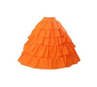 BEAUTELICATE Crinolina Enaguas Mujer Larga Vestidos de Verano Vintage Dresses 4 Aros con Volantes hasta Faldas con Cintura Elástica & Cordón de Nylon & Velcro(L-XL,Naranja)