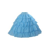 BEAUTELICATE Crinolina Enaguas Mujer Larga Vestidos de Verano Vintage Dresses 4 Aros con Volantes hasta Faldas con Cintura Elástica & Cordón de Nylon & Velcro(S-M,Azul Hielo)