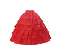 BEAUTELICATE Crinolina Enaguas Mujer Larga Vestidos de Verano Vintage Dresses 4 Aros con Volantes Hasta Faldas con Cintura Elástica & Cordón de Nylon & Velcro(S-M,Rojo)