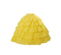 BEAUTELICATE Crinolina Enaguas Mujer Larga Vestidos de Verano Vintage Dresses 4 Aros con Volantes Hasta Faldas con Cintura Elástica & Cordón de Nylon & Velcro(S-M,Amarillo)