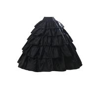 BEAUTELICATE Crinolina Enaguas Mujer Larga Vestidos de Verano Vintage Dresses 4 Aros con Volantes hasta Faldas con Cintura Elástica & Cordón de Nylon & Velcro(S-M,Negro)