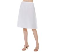 BEAUTELICATE Enaguas para Vestidos Faldas Mujer Combinación 100% Algodón Cortas Línea A Elástica Cintura （Blanco-60cm Longitud,S）