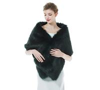BEAUTELICATE Estola Chal Pelo Mujer Boleros Mantón para Fiesta Bodas Novia Invierno Vestido de Noche （Largo Faux Fur Verde Musgo）