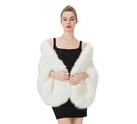 BEAUTELICATE Estola Pelo Mujer Chal de piel sintética Invierno Boleros Vestido de Noche para Fiesta Bodas Novia Halloween Navidad (Marfil)