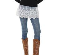 BEAUTELICATE Extensores de Camisa Falda Mujer Mini Enagua de Algodón para Pantalones de Yoga Jeans (Estilo 3 - Marfil,3XL)