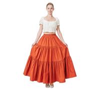BEAUTELICATE Falda Larga Mujer Algodón Bohemio Falda Medieval Renacentista Gitana Gótico Victoriana Cosplay Ropa de Playa