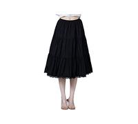 BEAUTELICATE Falda Mujer Algodón Larga Corta Combinación Enaguas para Vestido Boda Antiestática Negro Marfil con Encaje Dobladillo （Nergo-75cm de Longitud,M）