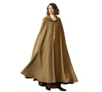 BEAUTELICATE Medieval Capa con Capucha Mujer y Hombre Retro Unisex Mezcla de Lana Hobbit Cloak Larga para Vikingo Halloween Carnaval Cosplay(Flaxen)