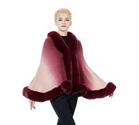 BEAUTELICATE Mujer Chal Estola de Pelo Sintético para Novias Bodas Fiesta Capa de Abrigo Punto (Degradado-Rojo,Talla única)