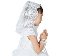 BEAUTELICATE Niñas Velo de Encaje Triángulo Mantilla Comunión Iglesia Misa Niños Velo Capilla Católica Cabeza Bufanda Marfil