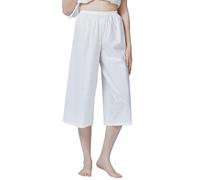 BEAUTELICATE Pantalones de Enagua Mujer Victoriana Combinacion Shorts Pantalón Blanco Retro Algodón Pantalones de Pijama Anchos Cortos (Blanco,XL)