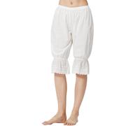 BEAUTELICATE Victoriana Bloomers Algodón Gótica Encaje Volantes Lolita Pumpkin Pantalones Cortos（Marfil-No hay Forro,L）