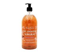 BeauTerra - Gel de ducha Surgras 1L - Para pieles sensibles - Sin jabón - Cuerpo y cabello - Perfume sándalo - Aceite de oliva orgánico - 100% fabricado en Francia