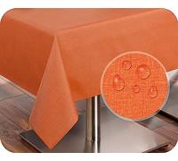 BEAUTEX Camino de mesa con estructura de lino, lavable, antimanchas, algodón, color y tamaño a elegir (mantel rectangular 130 x 220 cm, albaricoque)