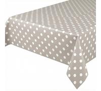 Beautex - Mantel blanco de hule con lunares, liso, lavable, redondo, ovalado, rectangular, tamaño a elegir, ideal para jardín, pvc, Liso, color pardo y lunares blancos., Eckig 140x100 cm