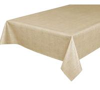 BEAUTEX Mantel de Hule Mantel de Hule limpiable Cuadrado Redondo Ovalado, Motivo y tamaño Seleccionable (Motivo: Leinen Beige, Angular 140 x 100 cm)