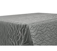 BEAUTEX Mantel Rayas Damasco - Mantel sin Plancha - mantelería Resistente a Las Manchas y de fácil Cuidado - Mantel, Rectangular 130x160 cm, Gris