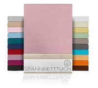BEAUTEX Sábana bajera ajustable de algodón, tejido de punto de primera calidad, 160 g/m², tamaño y color a elegir (Boxspring - 180 x 200 x 45 cm, rosa viejo)