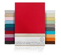 BEAUTEX Sábana Bajera Sábanas de algodón Peinado, Jersey Premium 160g / m², se Puede Seleccionar el tamaño y el Color, Boxspring - 160x200x45 cm, Rojo