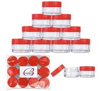 Beauticom - Tarro de viaje redondo y transparente de 20 gramos/20 ml con tapas para maquillaje en polvo, pigmentos de sombra de ojos, loción, cremas, bálsamo labial, brillo de labios, muestras (12