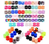 Beautidots 100 dilatadores de oreja de silicona coloridos, dilatadores de oreja dobles, dilatadores de oreja, joyería 2g-3/4, Silicona, No es una piedra preciosa