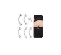 Beautidots 5 piercings para ombligo para mujer, 14 g, circonita cúbica, rosca interna, plata, 8 mm