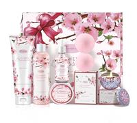 Beautifier Life - Set de regalo para el baño y el cuerpo para mujeres - Lujoso set de regalo de spa para el hogar, 7 piezas con aroma de flor de cerezo japonés