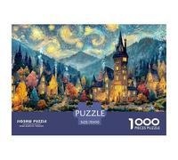 Beautiful Aautumn Village with Many Houses 1000 Stück Stabiler Karton Puzzle Castle in Colorful Night Stressabbau Kreatives Spiel Puzzles Für Erwachsene Und Kinder 70x50cm/1000pcs