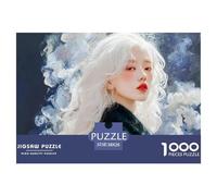 Beautiful Albino Woman 1000 Pcs Cartón Fuerte Rompecabezas Cosmic Flower Girl Liberador De Estrés Juego Creativo Puzzle para Niños Pequeños 38x26cm/1000pcs