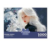 Beautiful Albino Woman 1000 Piezas Cartón Fuerte Rompecabezas Cosmic Flower Girl Liberador De Estrés Juego Familiar Puzzle para Niños Pequeños 38x26cm/1000pcs