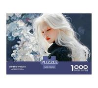 Beautiful Albino Woman 1000 Piezas Cartón Fuerte Rompecabezas Cosmic Flower Girl Liberador De Estrés Juego Creativo Puzzle para Niños Pequeños 70x50cm/1000pcs