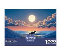 Beautiful Black Horse 1000 Pcs Stabiler Karton Puzzle Horse at Night Lebendige Bilder Kreatives Spiel Puzzles Als Geburtstagsgeschenke 38x26cm/1000pcs