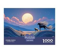 Beautiful Black Horse 1000 Pcs Stabiler Karton Puzzle Horse at Night Lebendige Bilder Kreatives Spiel Puzzles Als Geburtstagsgeschenke 70x50cm/1000pcs