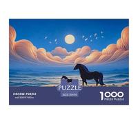 Beautiful Black Horse 1000 Stück Ökopapier Puzzle Horse at Night Lebendige Bilder Familienspiel Puzzles Für Erwachsene Und Kinder 70x50cm/1000pcs