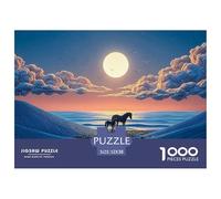 Beautiful Black Horse 1000 Stück Stabiler Karton Puzzle Horse at Night Lebendige Bilder Kreatives Spiel Puzzles Für Erwachsene Und Kinder 52x38cm/1000pcs