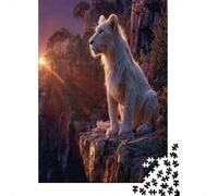 Beautiful Blanco Leóness Sitting on The Edge of A Cliff 70x50cm/1000pcs Rompecabezas para Adultos - Juguete De Bricolaje