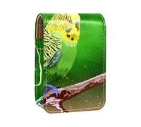 Beautiful Budgie at the Tree - Estuche portátil para pintalabios, mini caja de almacenamiento para pintalabios, estuche organizador de lápices labiales con espejo para mujer, Varios colores, 9.5x2x7 cm/3.7x0.8x2.7 in