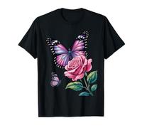 Beautiful Butterfly Rose Floral Nature Garden Style Camiseta