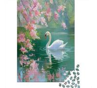Beautiful Cisne Blancos Swim Gracefully in The Lake Rompecabezas para Adultos || 70x50cm/1000pcs Juegos Educativos De Decoración del Hogar