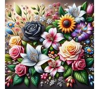 Beautiful Colorful Flowers Jigsaw Puzzle 90 Pieces 30x30cm/12x12inch, Difficult Jigsaw Puzzles for Adults 90, Beautiful Art Work, Great Festive Puzzle Gift for Men/Women
